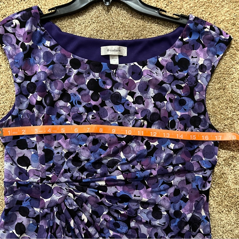 Dressbarn Purple Print Sheath Ruched Dress - Picture 6 of 8